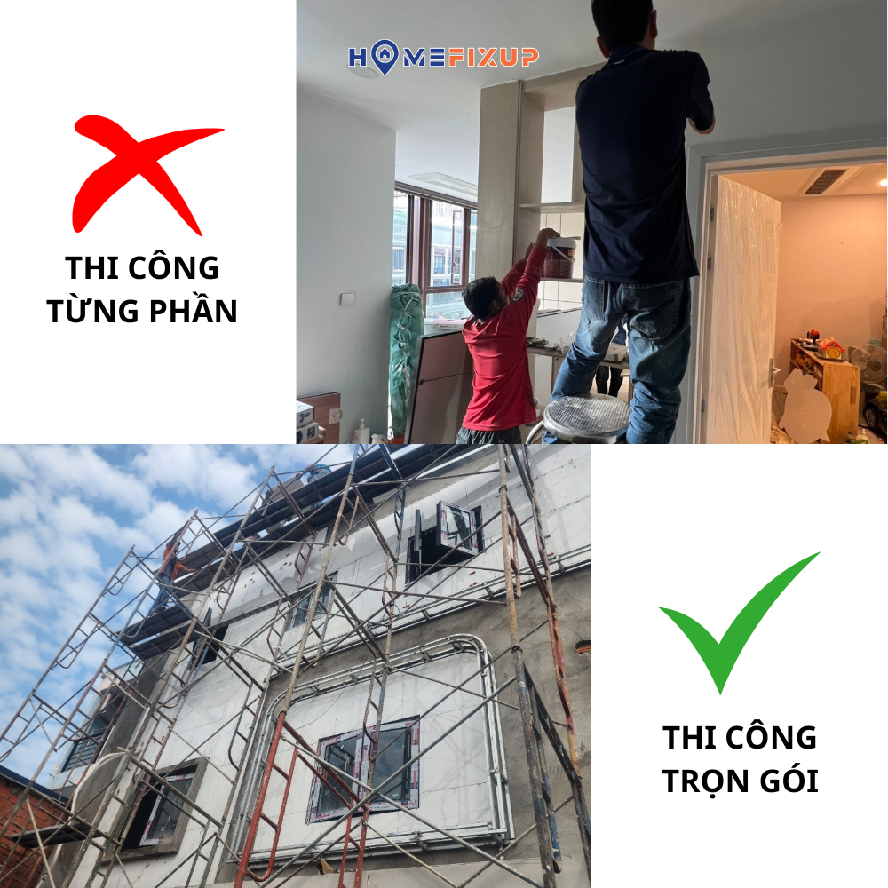 thi công trọn gói hay từng phần